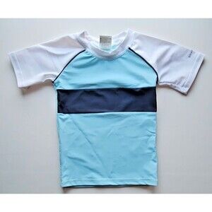 NWOT Snapper Rock Unisex Toddler White/Blue/Navy Swim Shirt Sz 2 (1-2yrs.)